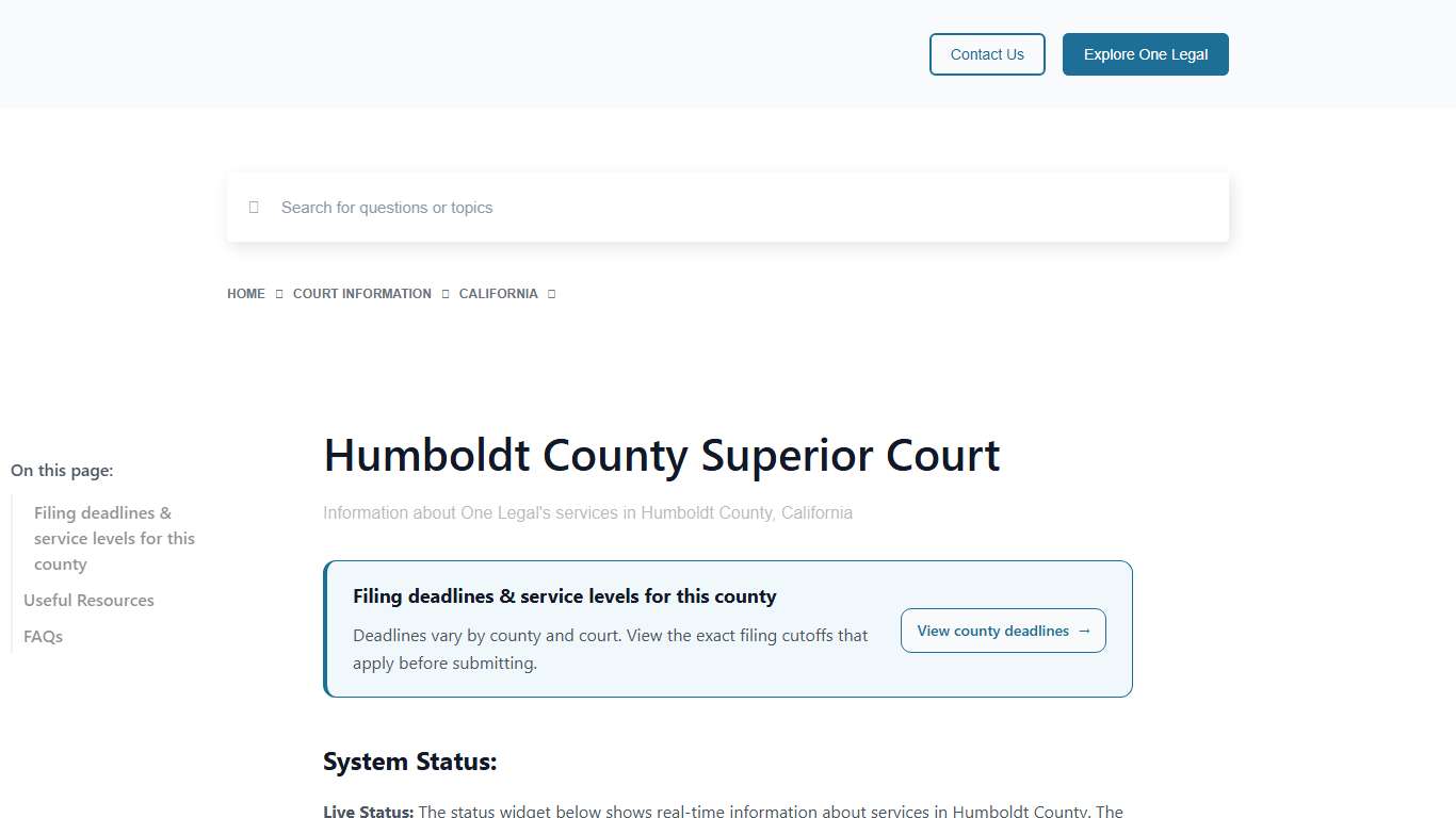Humboldt County Superior Court - One Legal