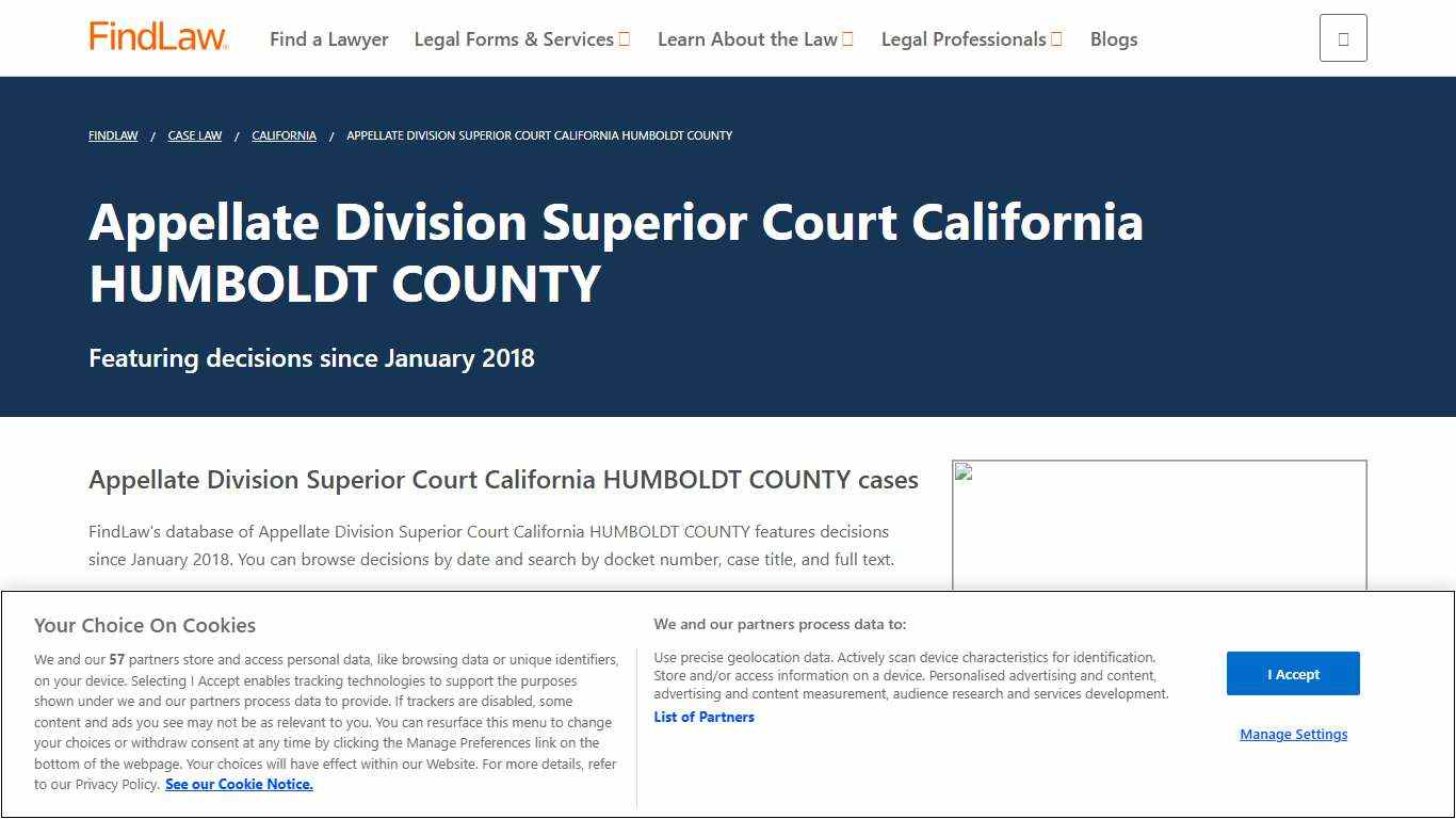 Appellate Division Superior Court California HUMBOLDT COUNTY Opinions and Cases FindLaw